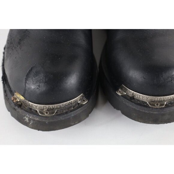Vtg 90s Harley Davidson Mens 8.5 Distressed Fire Flames Skull Moto Boots Black main image 12